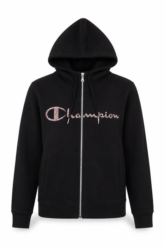 Womens UK M Regular Champion Black Full Zip Hoodie