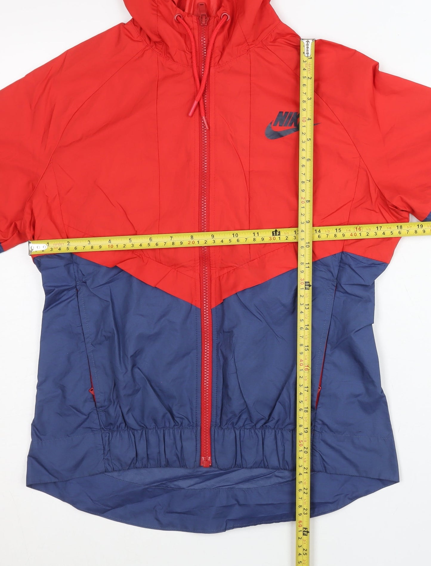 Nike Women’s Red Blue Windbreaker Jacket S Lightweight Hooded