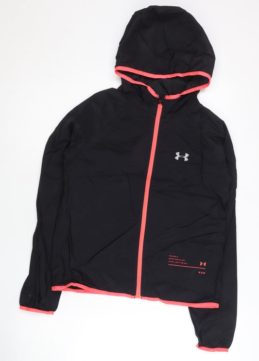 Under Armour Womens Black Size 10 Windbreaker Jacket Hooded Running