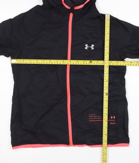 Under Armour Womens Black Size 10 Windbreaker Jacket Hooded Running