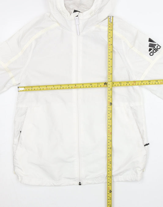 Adidas Womens White Size 6 Windbreaker Hooded Jacket