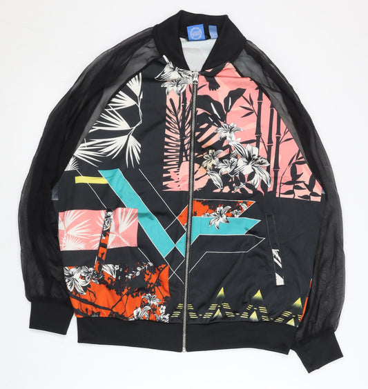 Adidas Womens Multicoloured Size 10 Track Jacket Floral Full Zip
