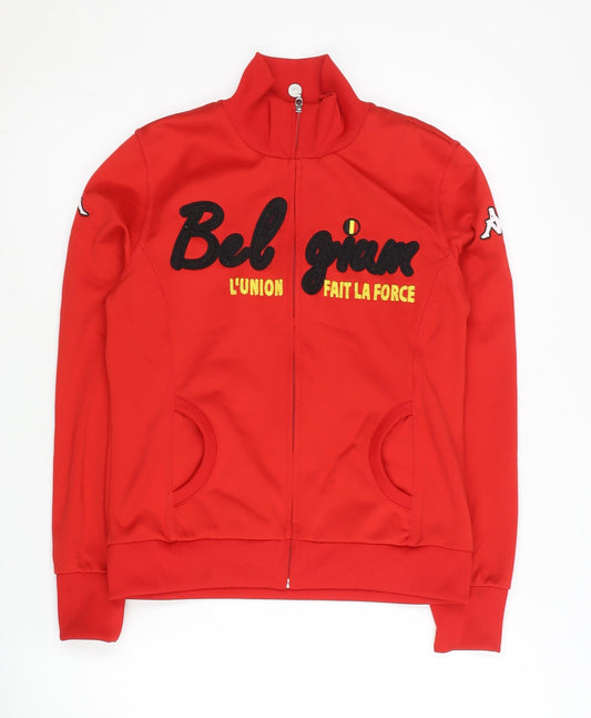 Kappa Women’s Red Track Jacket Size 8 Belgium Logo Full Zip Sportswear