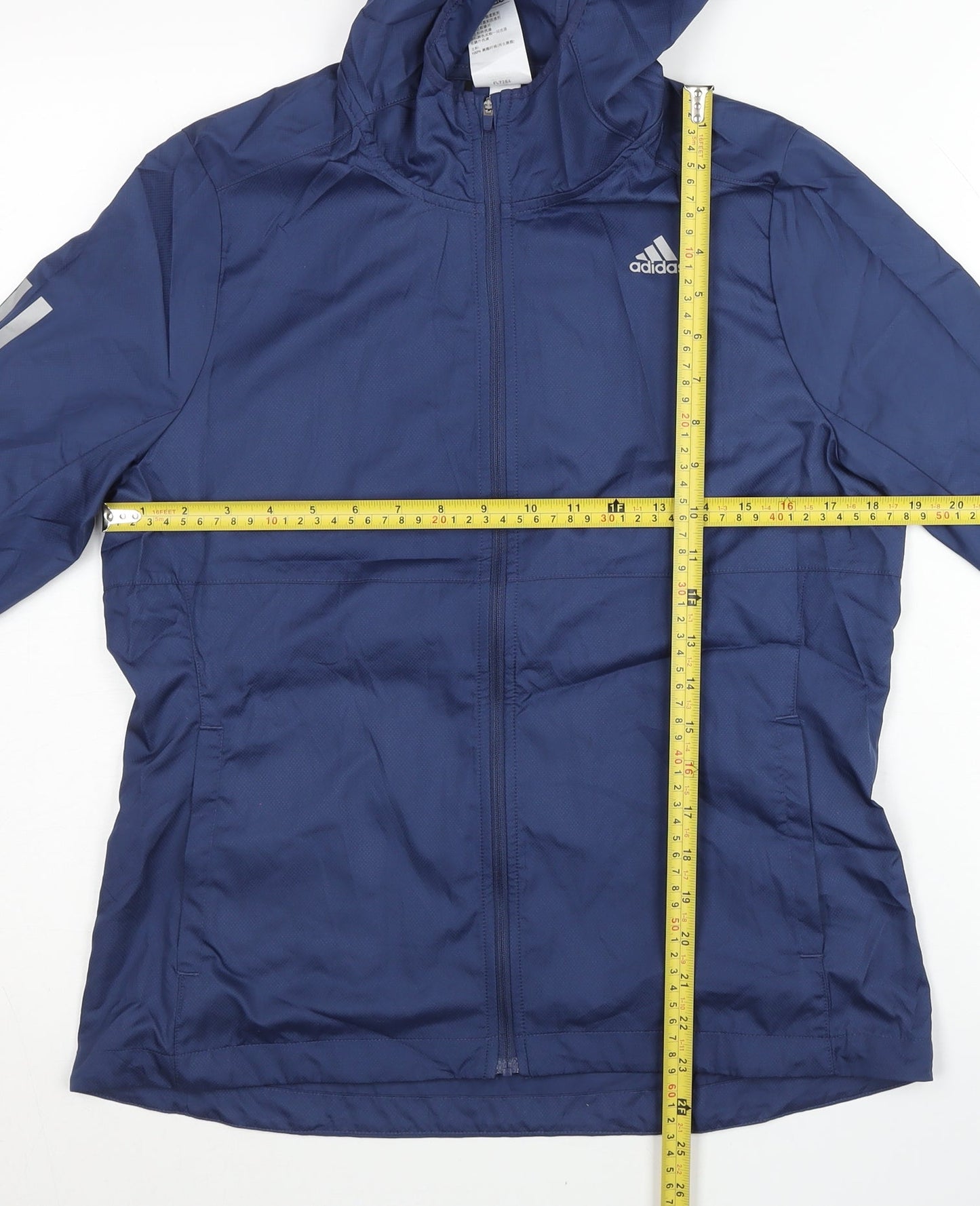 Adidas Women’s Blue Windbreaker Jacket Size 12 Hooded Lightweight
