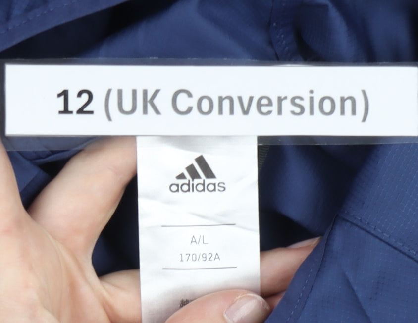 Adidas Women’s Blue Windbreaker Jacket Size 12 Hooded Lightweight