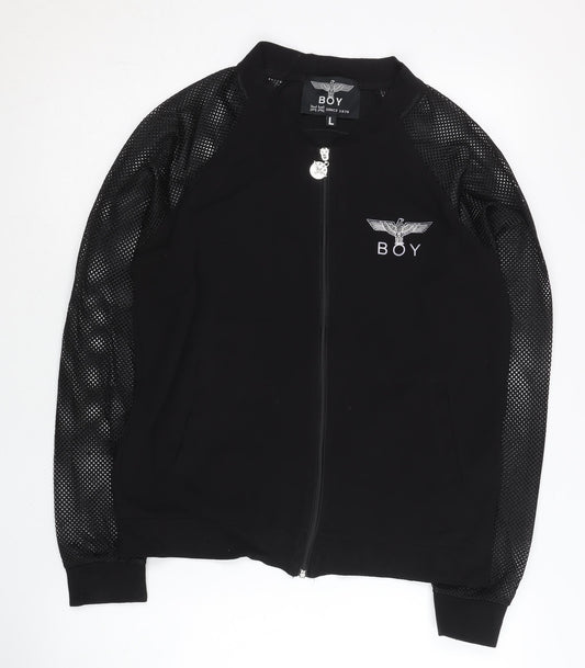 Boy London Women Black L Track Jacket Lightweight Logo Full Zip