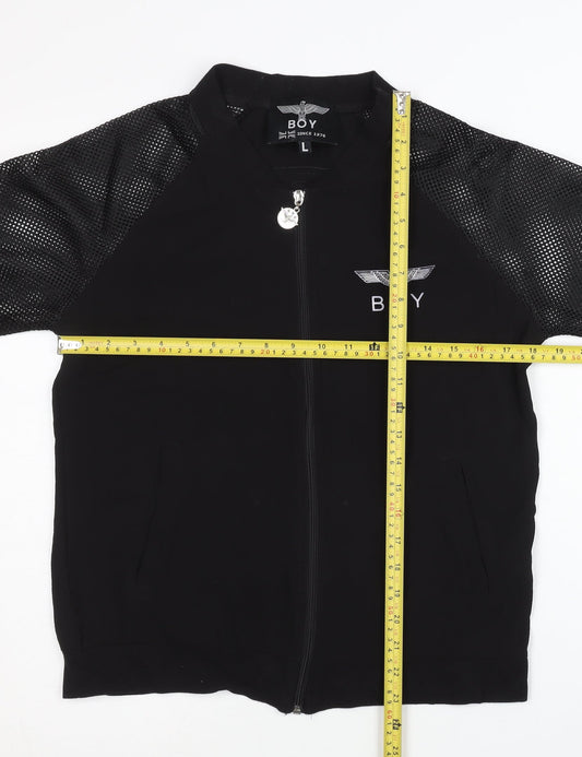 Boy London Women Black L Track Jacket Lightweight Logo Full Zip