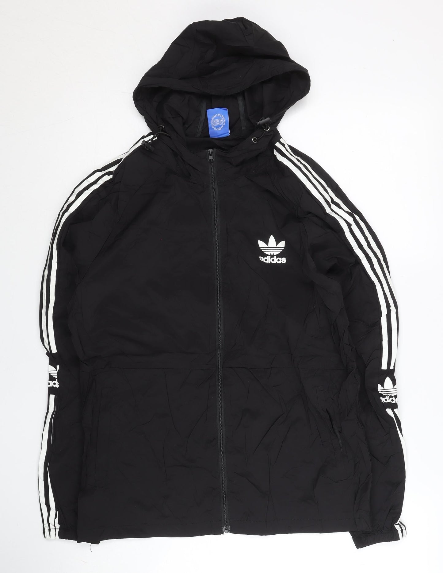 Adidas Womens Black M Windbreaker Full Zip Hooded Jacket