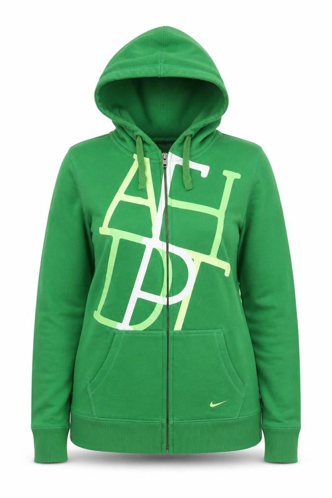 Womens UK XL Classic Nike Green Full Zip Hoodie