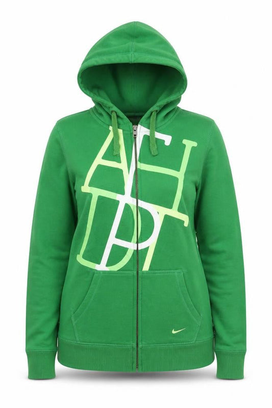 Womens UK XL Classic Nike Green Full Zip Hoodie