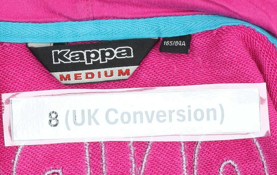 Kappa Womens Pink Full Zip Hoodie UK 8 Logo Graphic Casual