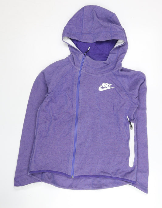 Nike Women’s Purple Full Zip Hoodie Sweatshirt Size L Cotton Blend