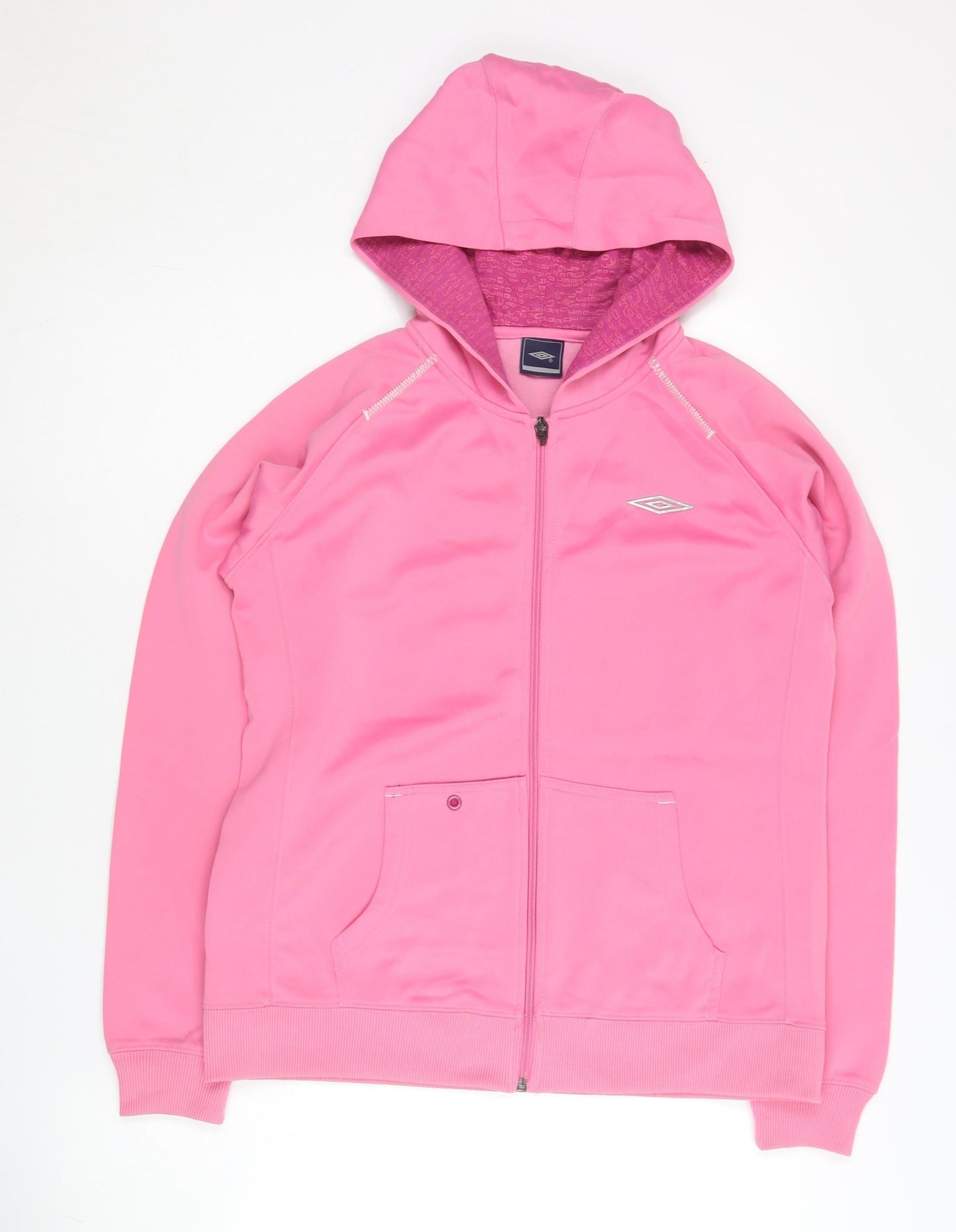 Umbro Womens Pink Hoodie Full Zip Size 14 UK Logo Sportswear