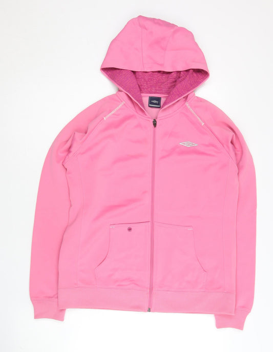 Umbro Womens Pink Hoodie Full Zip Size 14 UK Logo Sportswear