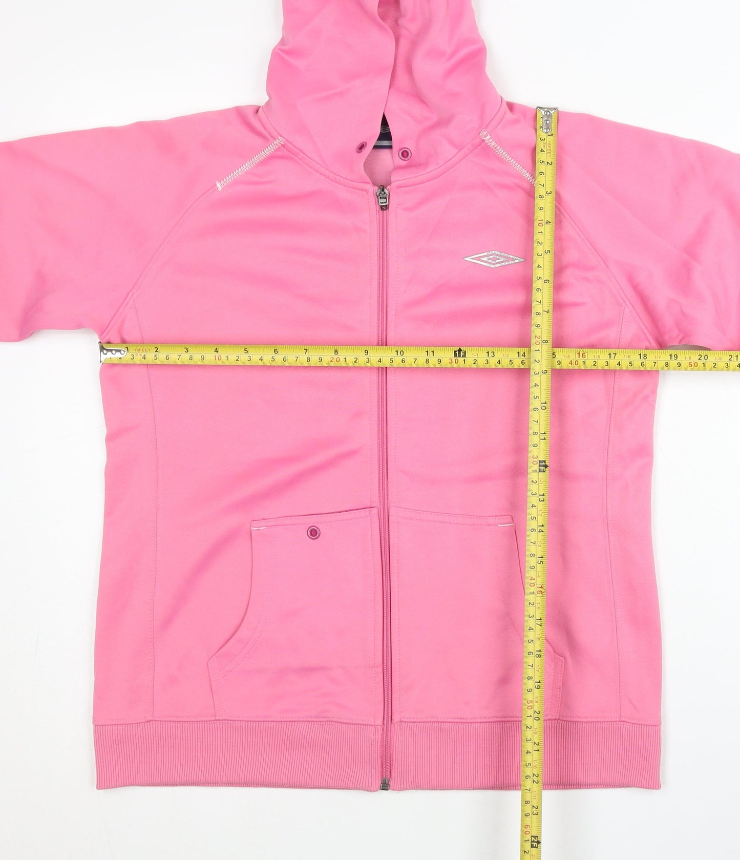 Umbro Womens Pink Hoodie Full Zip Size 14 UK Logo Sportswear