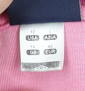 Umbro Womens Pink Hoodie Full Zip Size 14 UK Logo Sportswear