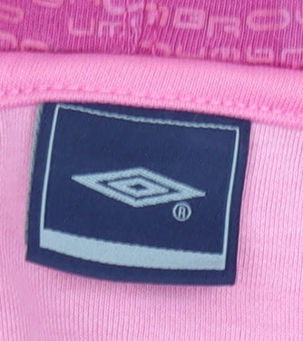 Umbro Womens Pink Hoodie Full Zip Size 14 UK Logo Sportswear