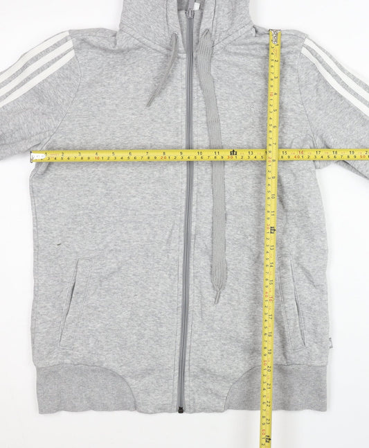 Adidas Women’s Grey Full Zip Hoodie Size 14 UK Cotton Blend