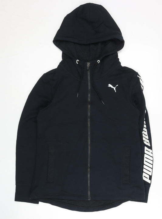 Puma Womens Black Full Zip Hoodie Sweatshirt Size M Cotton Blend