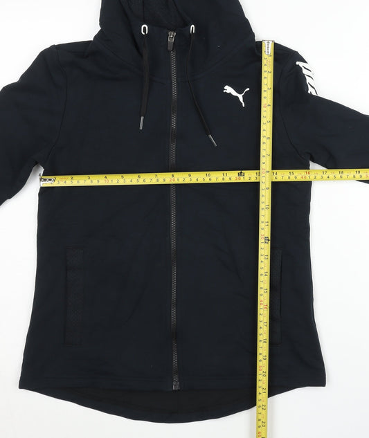 Puma Womens Black Full Zip Hoodie Sweatshirt Size M Cotton Blend