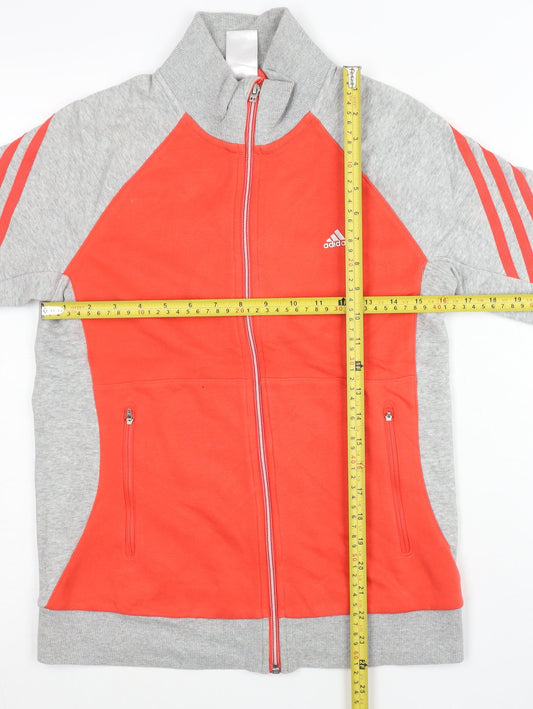 Adidas Womens Grey Red Track Jacket Size 12 Full Zip Activewear
