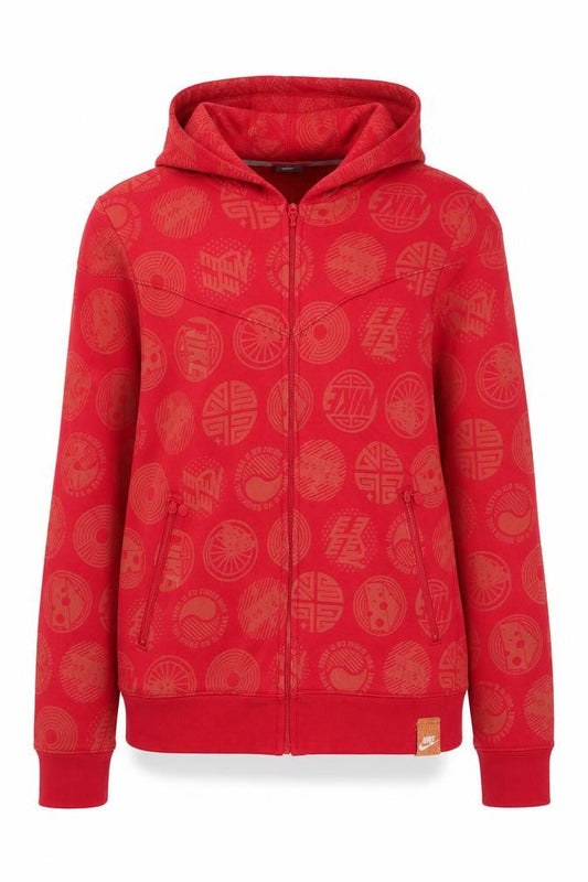 Womens UK L Regular Nike Red Full Zip Hoodie