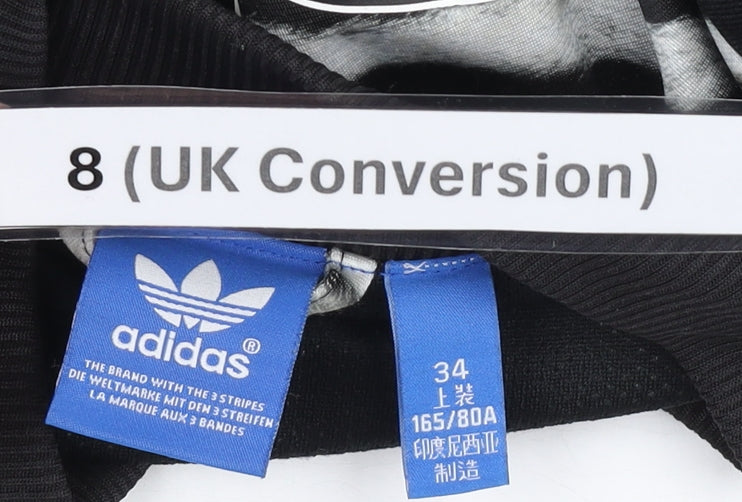 Adidas Womens Black Zebra Print Size 8 Track Jacket Full Zip