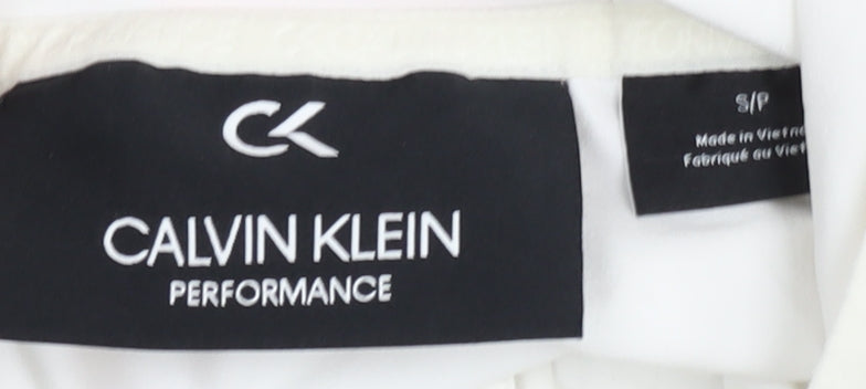 Calvin Klein Women White S Windbreaker Jacket Hooded Full Zip