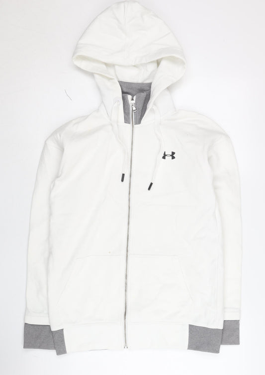 Under Armour Women’s White Full Zip Hoodie Size S Loose Fit