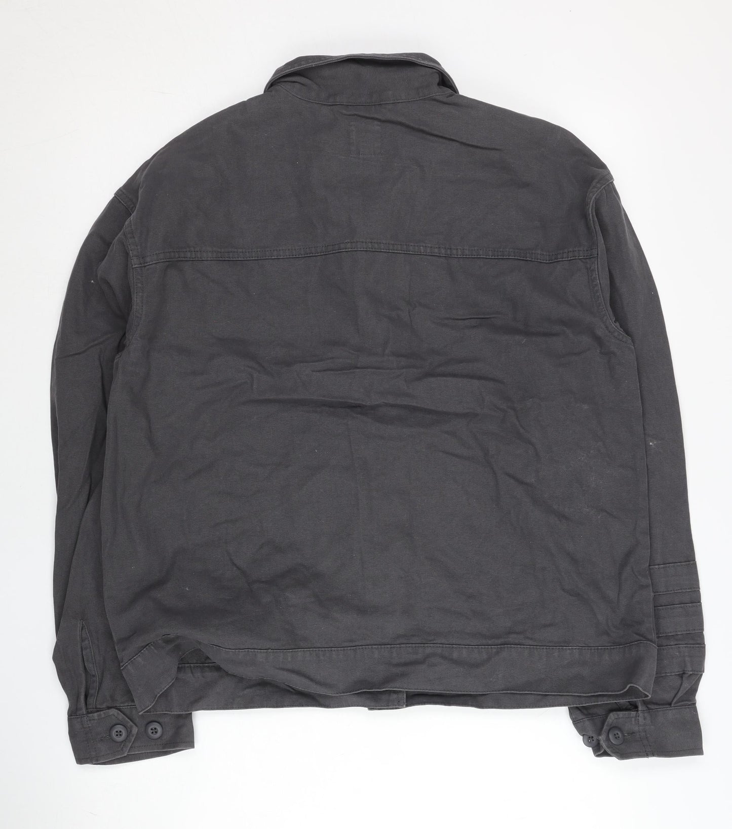 Vans Women Black Cotton Casual Jacket L Collared Buttoned