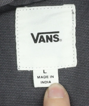 Vans Women Black Cotton Casual Jacket L Collared Buttoned
