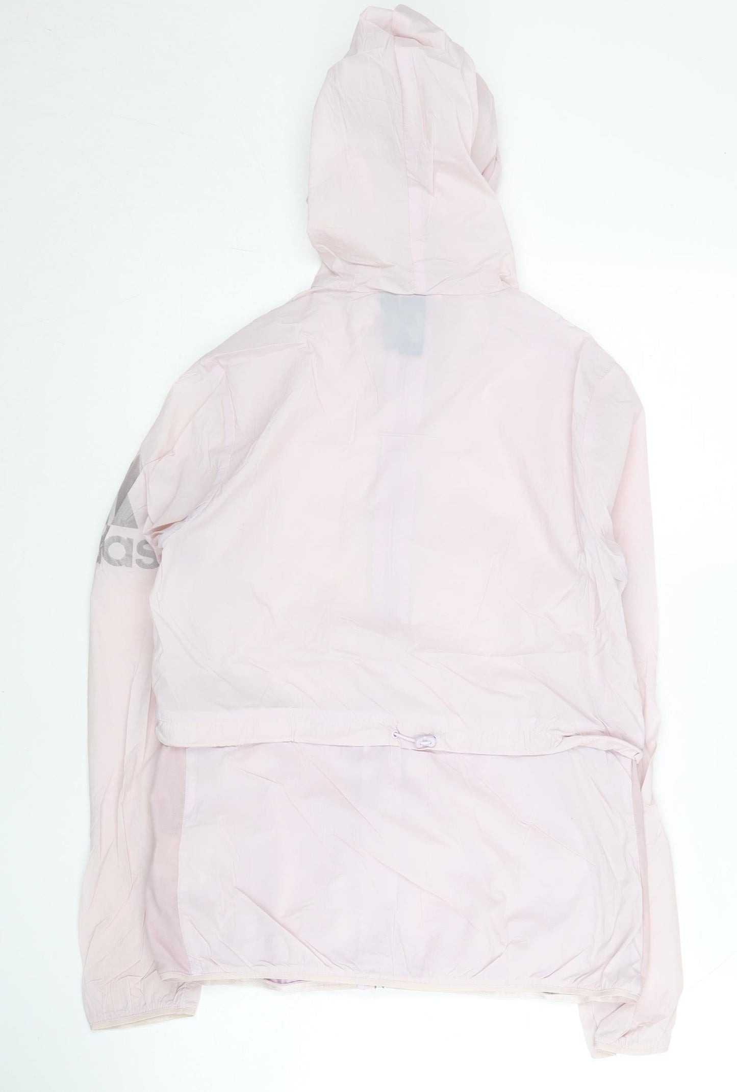 Adidas Womens Pink Windbreaker Jacket Size 10 Hooded Full Zip Lightweight