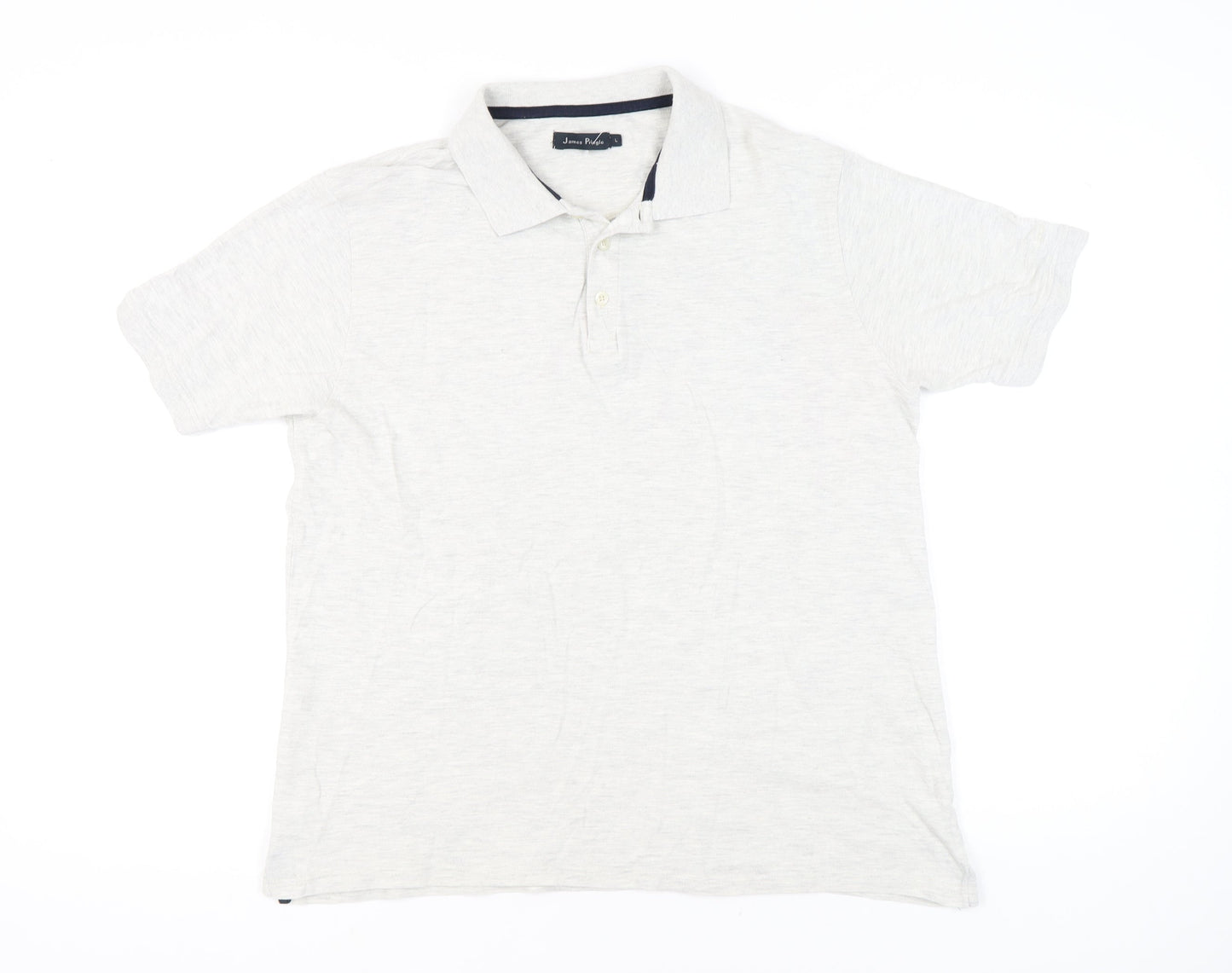 James Pringle Mens Ivory Polo Shirt L Cotton Blend Casual
