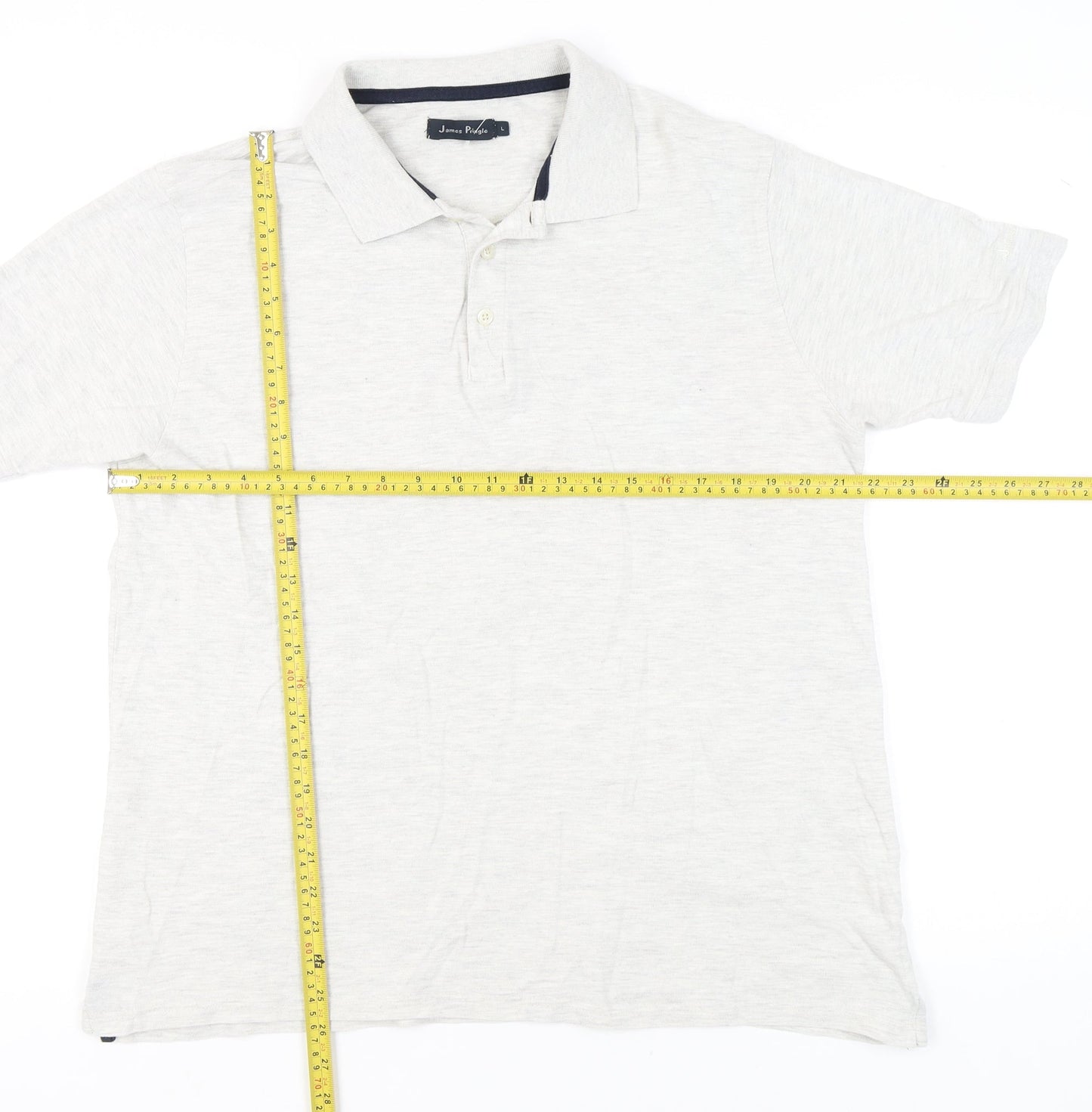 James Pringle Mens Ivory Polo Shirt L Cotton Blend Casual