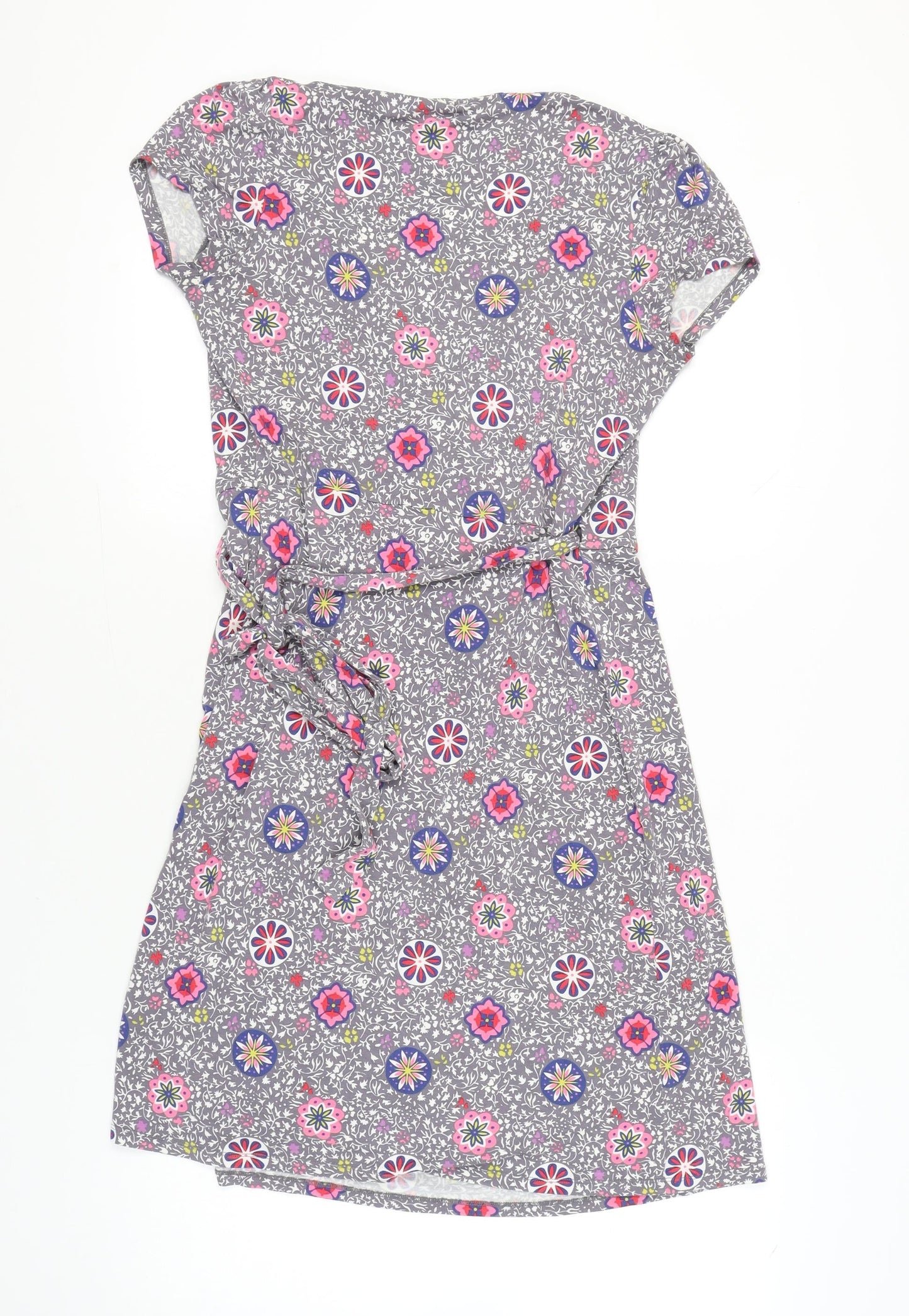 Boden Womens Multicoloured Floral Wrap Dress Size 12 Short Sleeve Viscose