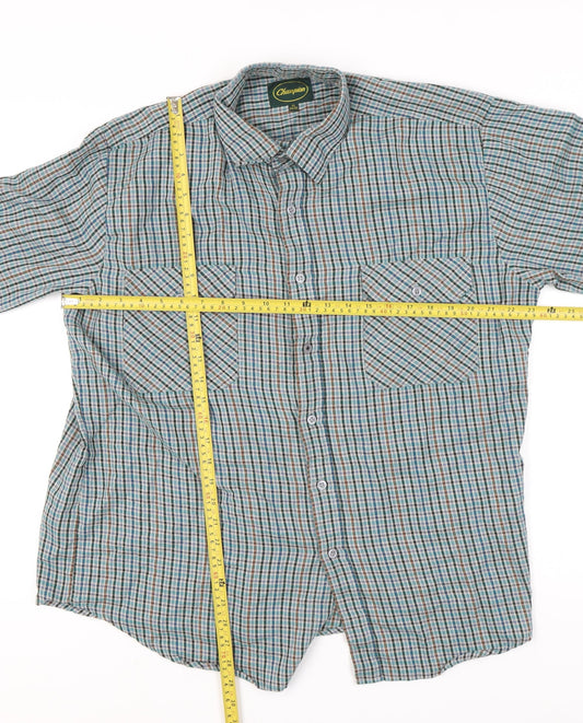 Champion Men's Blue XL Checked Button-Up Long Sleeve Shirt