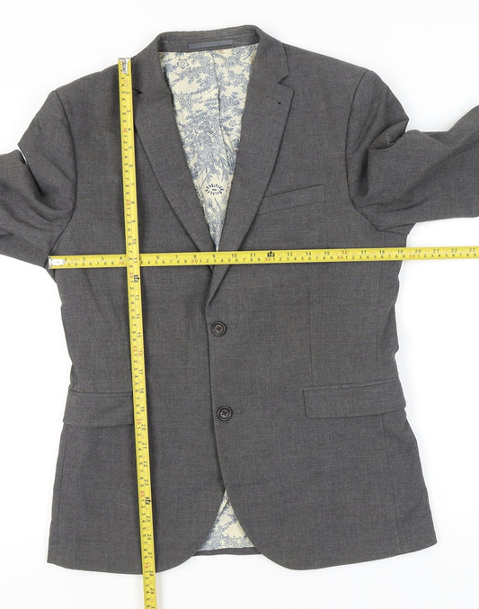 Next Men’s Grey Blazer Jacket Size 40 Regular Two Button Formal