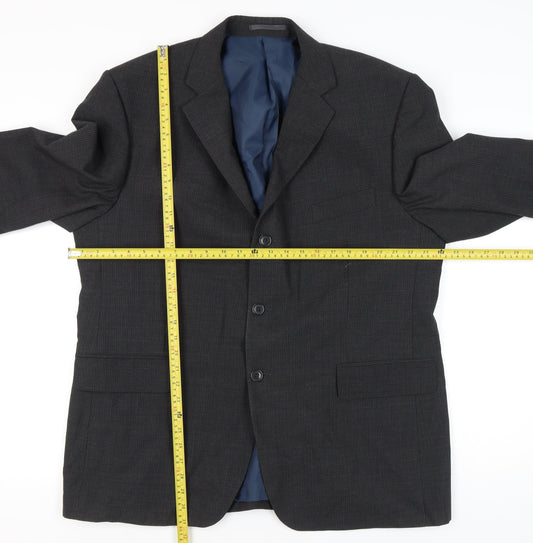 Pinstripe Mens Grey 46in Chest Regular Fit Blazer Jacket