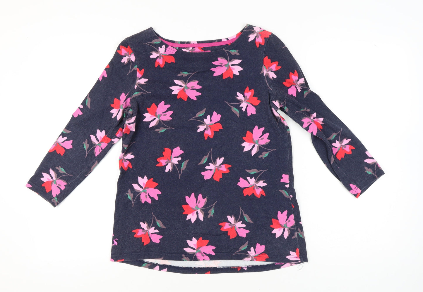 Joules Womens Multicoloured Floral Cotton 3/4 Sleeve T-Shirt UK 12