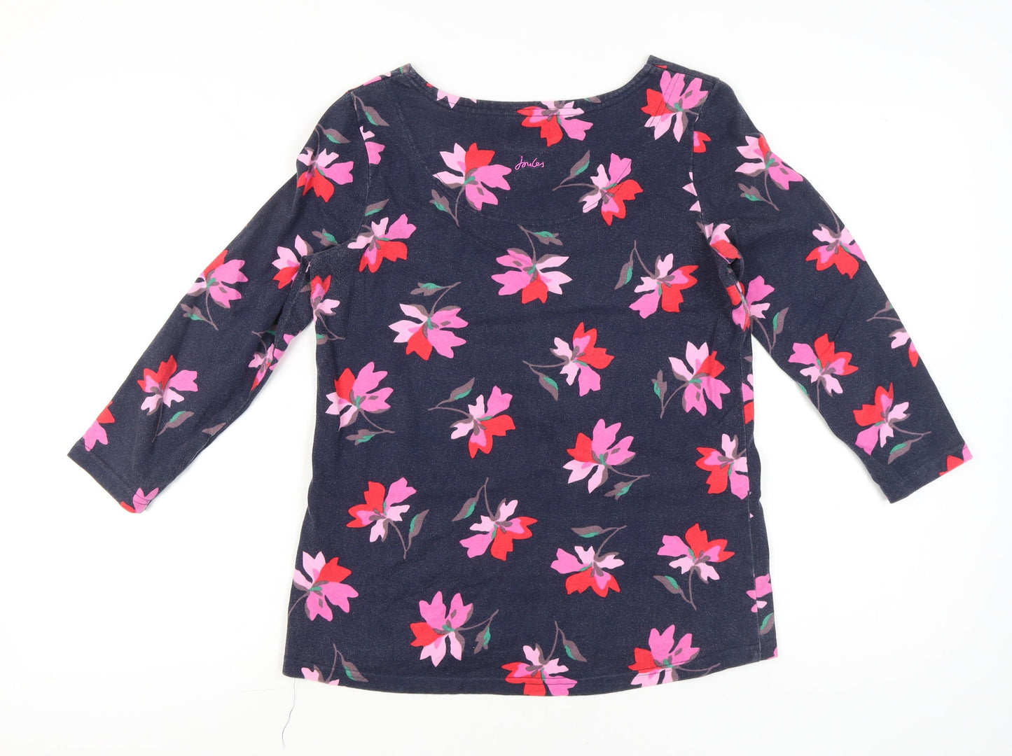 Joules Womens Multicoloured Floral Cotton 3/4 Sleeve T-Shirt UK 12