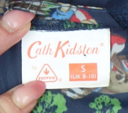 Cath Kidston Womens Blue Hooded Rain Coat Jacket S UK 8-10 Showerproof