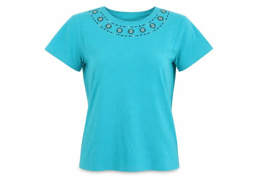Womens UK Size 12 Eastex Blue 100% Cotton T-Shirt
