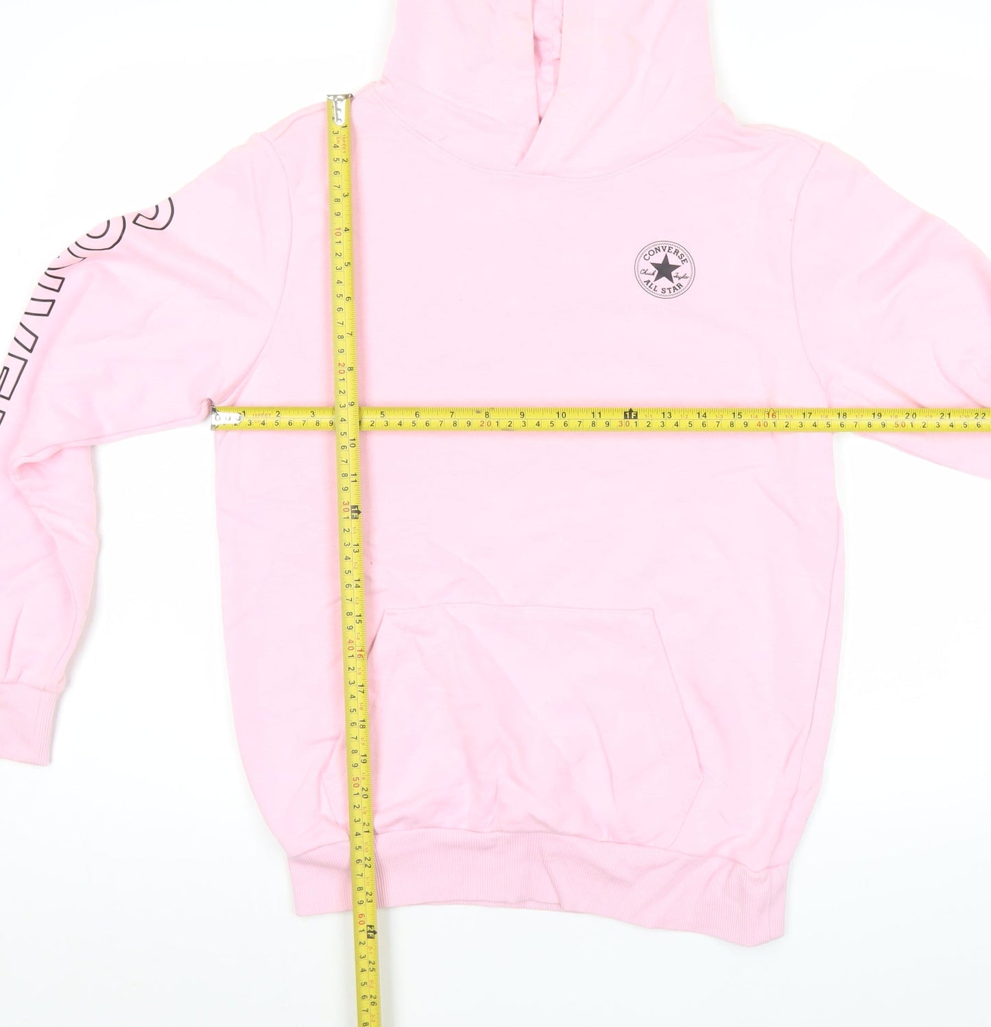 Converse Womens Pink Pullover Hoodie Size M Logo Print Long Sleeve