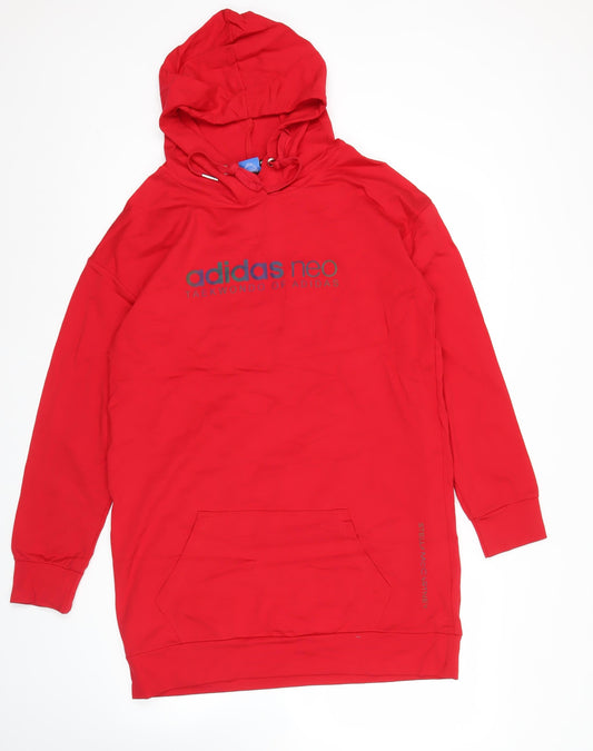 Adidas Mens Red 2XL Pullover Hoodie Sports Graphic Hooded Sweatshirt