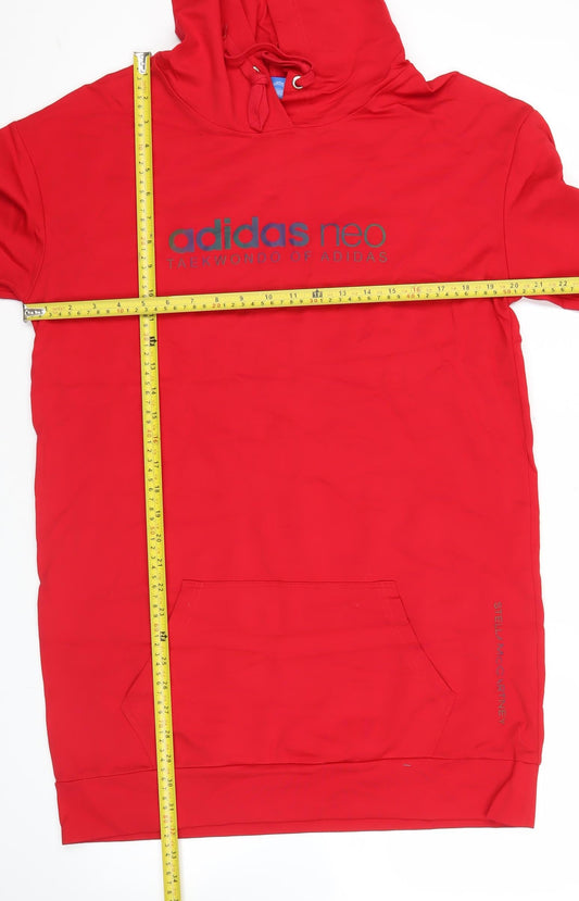 Adidas Mens Red 2XL Pullover Hoodie Sports Graphic Hooded Sweatshirt