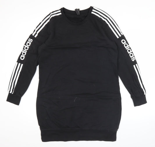Adidas Women’s Black Tunic Sweatshirt Size 12 Logo Long Sleeve