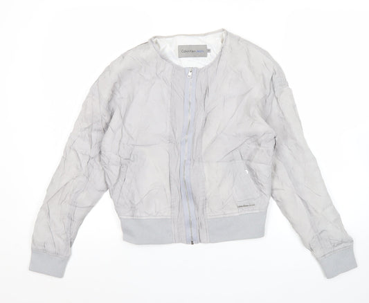 Calvin Klein Jeans Women’s Grey XS Bomber Jacket Cotton Zip
