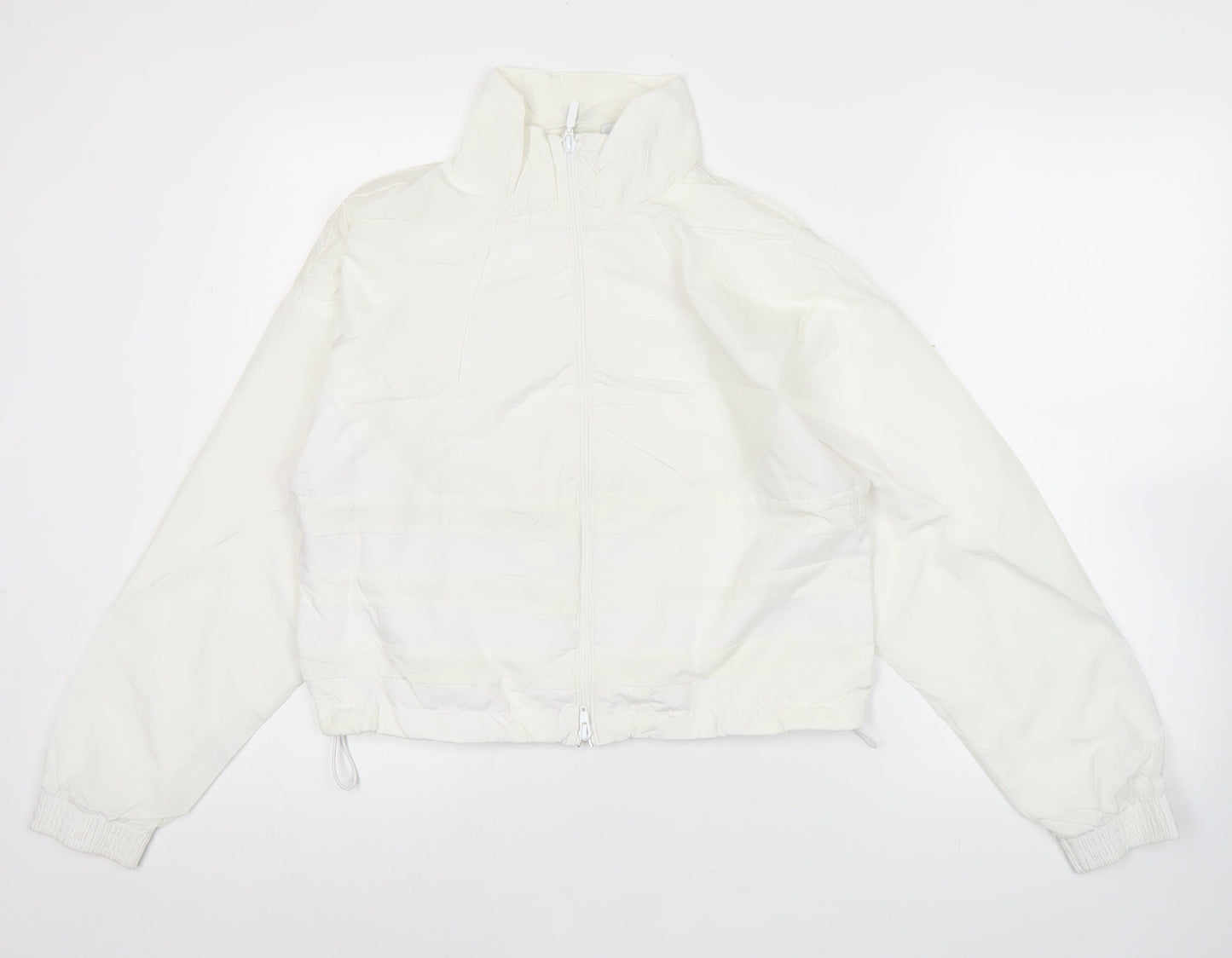 Adidas Womens White Size 12 Track Jacket Lightweight Full Zip