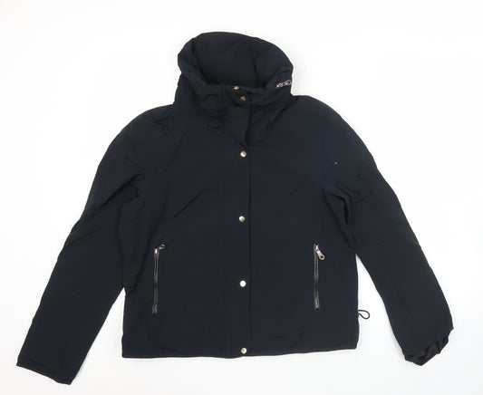 Massimo Dutti Women’s Black Hooded Puffer Jacket Size 8