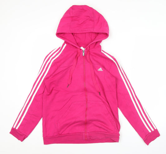 Adidas Women’s Pink Full Zip Hoodie Size 12 UK Hooded Sweatshirt